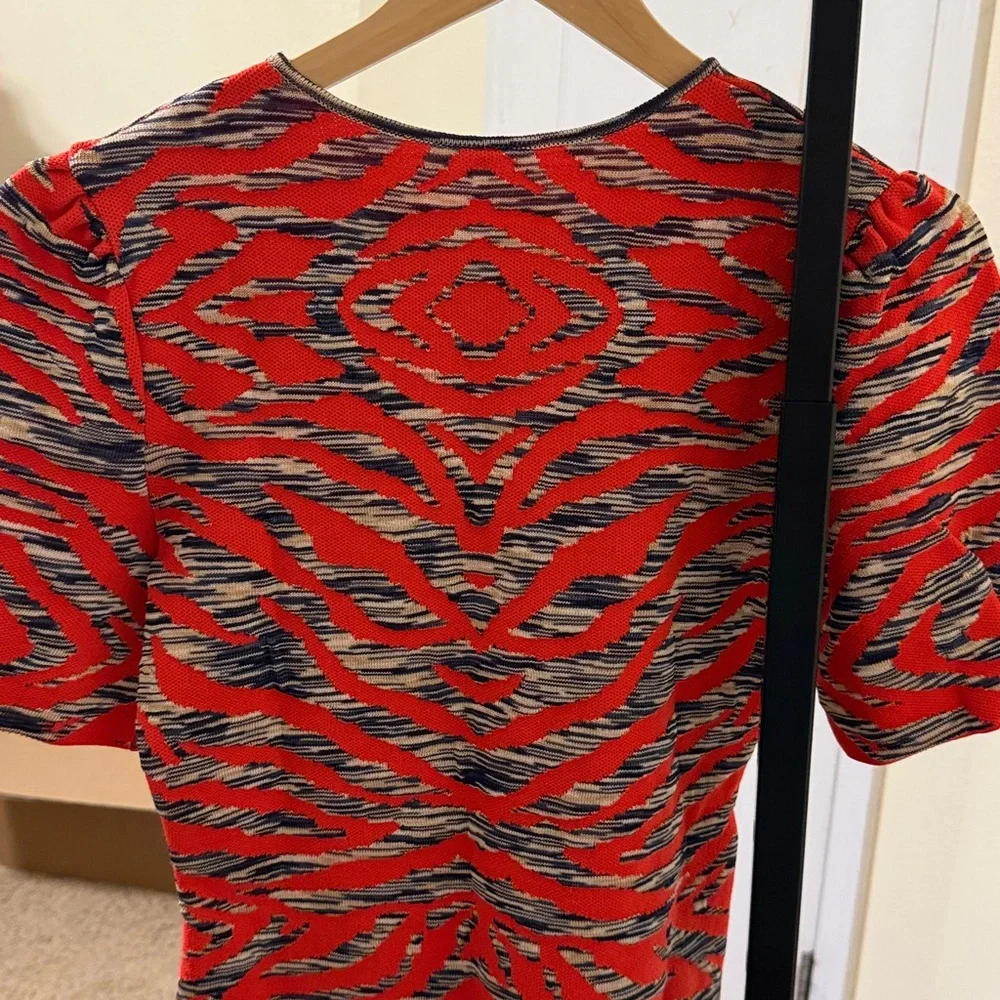 Free people 🌹Red and Black Tiger Stripe Short Sleeve Dress - Picture 9 of 17